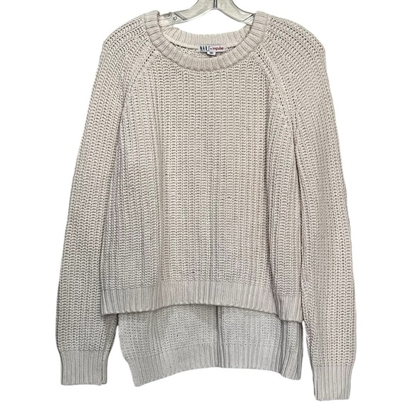 Made for Impulse XL Fashion Week Cream Long Sleeve High Low Academia Sweater Y9 - Picture 1 of 3